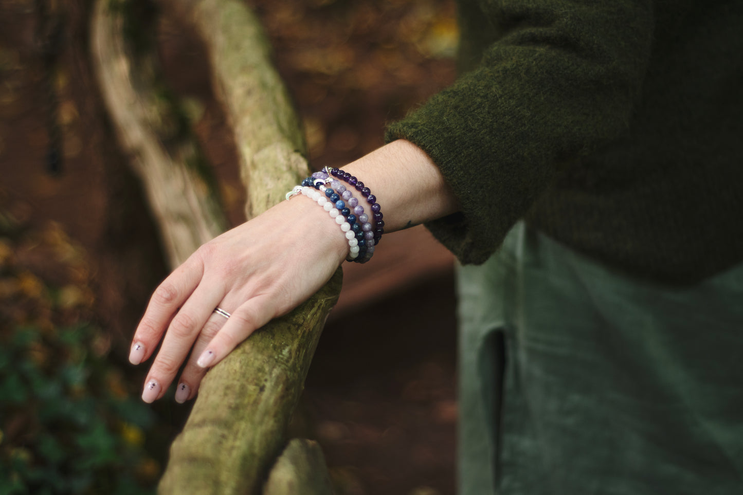 Stone+Halo Gemstone Bracelets